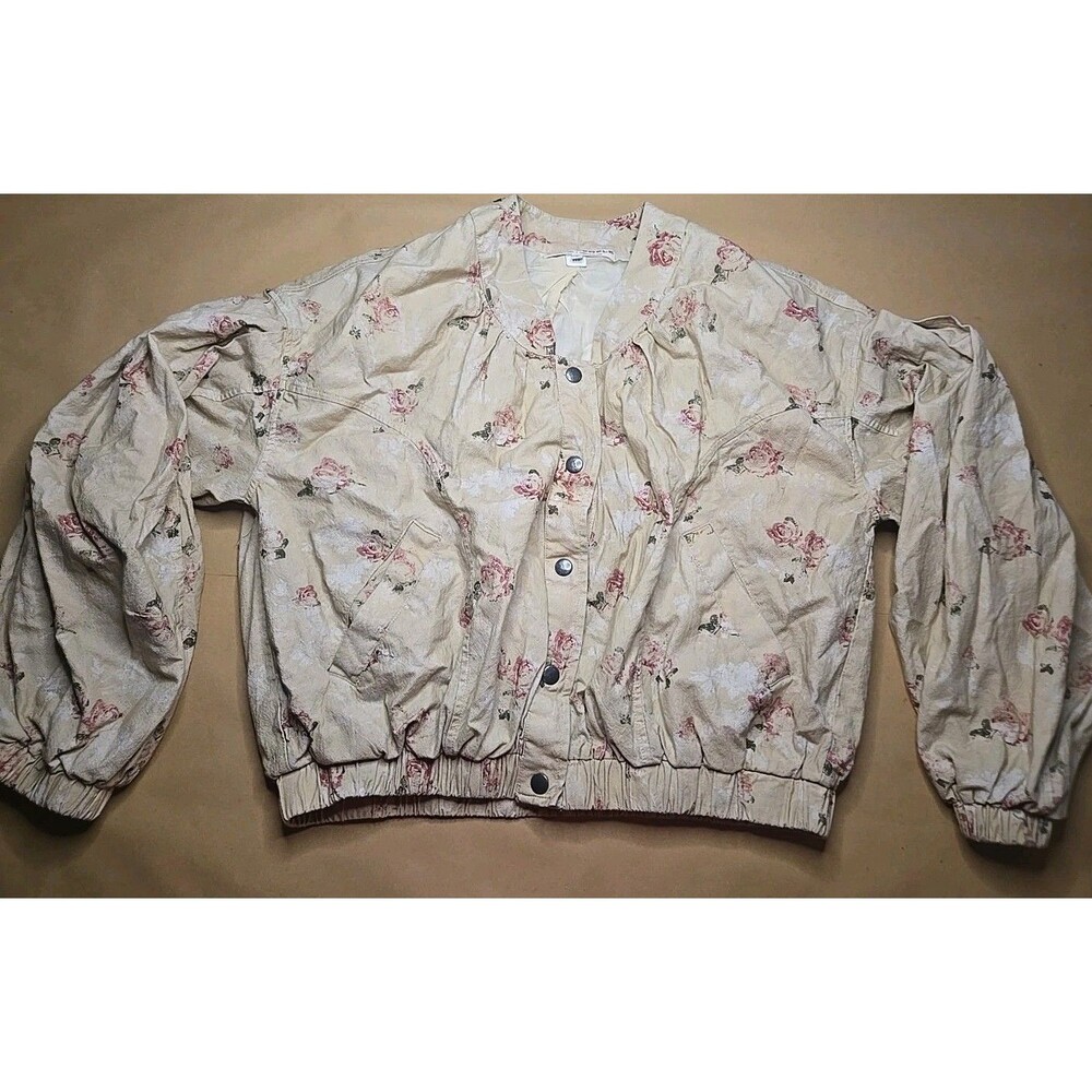 FREE PEOPLE Rory Bomber cottage prairie romantic Rose print floral jacket S